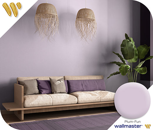Lilac room in relaxed Boho Coastal styling, paint my room in Lilac paint -Wallmaster Pum Fun